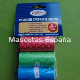 RECORD Bolsas Higiénicas Pack 3 Rollos (20 Bolsas/Rollos) Fantasia - Imagen 1