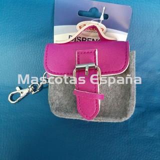 RECORD Dispensador Bolsas en Fieltro con Mosquetón (Rosa/Gris) - Imagen 2